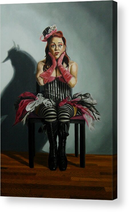 Burlesque Acrylic Print featuring the painting Rosey La Rouge by Kenneth Browne