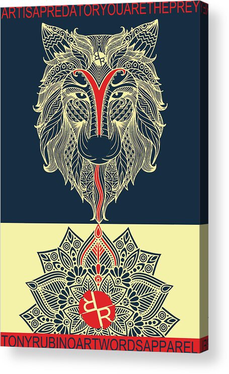 Wolf Acrylic Print featuring the painting Rubino Spirit Wolf by Tony Rubino