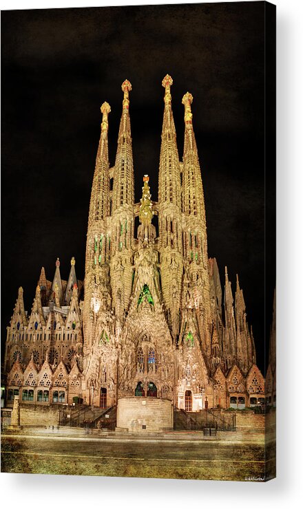 Sagrada Familia Acrylic Print featuring the photograph Sagrada Familia at night - Gaudi by Weston Westmoreland