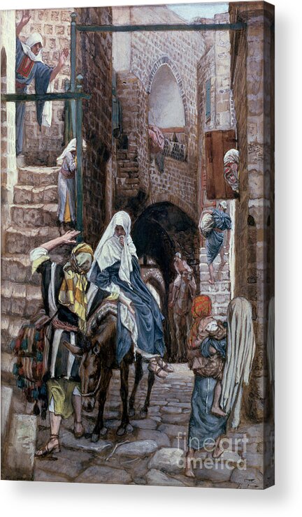 Joseph Acrylic Print featuring the painting Saint Joseph Seeks Lodging in Bethlehem by Tissot