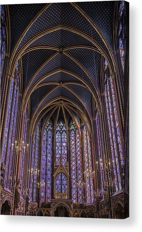 Paris Acrylic Print featuring the photograph Sainte Chapelle Stained Glass Paris by Joan Carroll