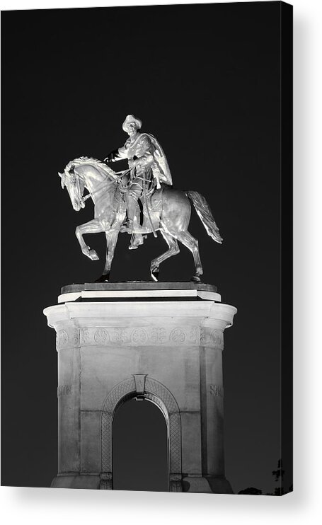 Houston Acrylic Print featuring the photograph Sam Houston - Black and White by David Morefield