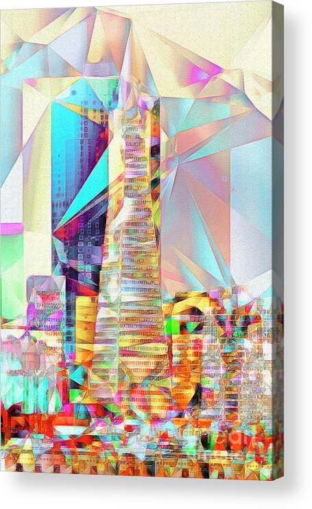 Wingsdomain Acrylic Print featuring the photograph San Francisco Transamerica Tower in Abstract Cubism 20170326 v2 by Wingsdomain Art and Photography