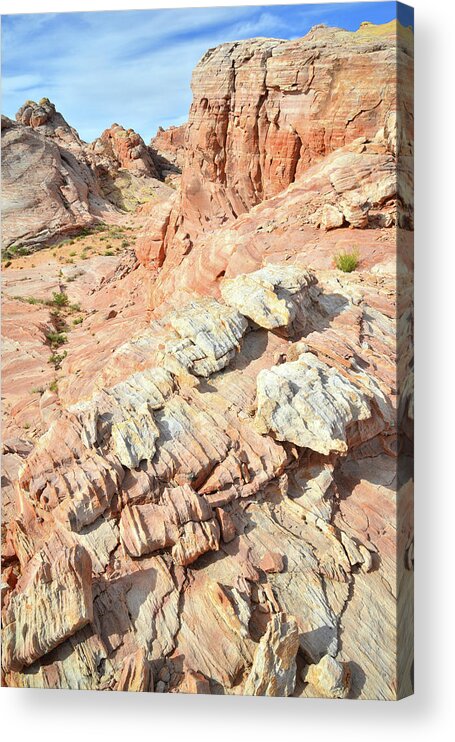 Valley Of Fire State Park Acrylic Print featuring the photograph Sandstone Striations in Valley of Fire by Ray Mathis