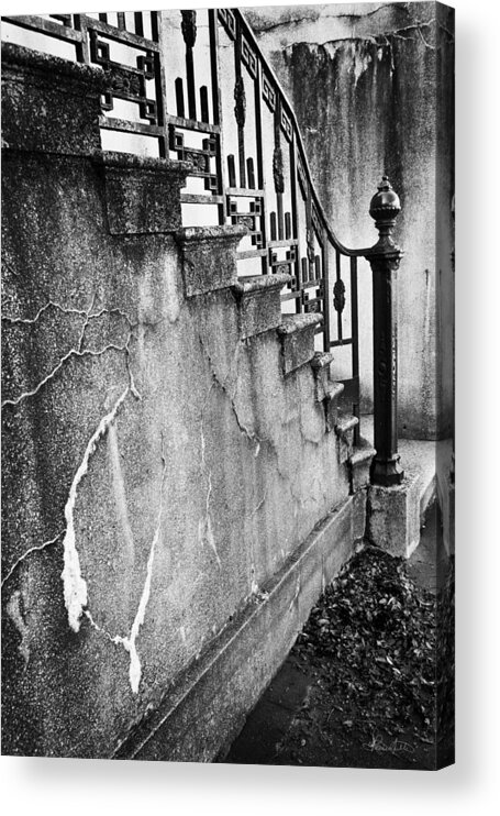 Stairs Acrylic Print featuring the photograph Savannah Stairway black and white by Renee Sullivan