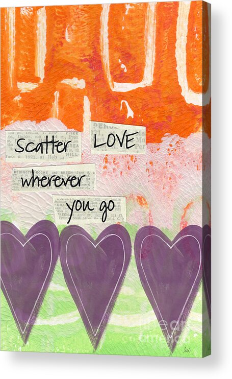 Abstract Acrylic Print featuring the mixed media Scatter Love by Linda Woods