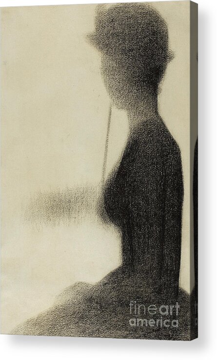Seurat Acrylic Print featuring the drawing Seated Woman with a Parasol by Georges Pierre Seurat