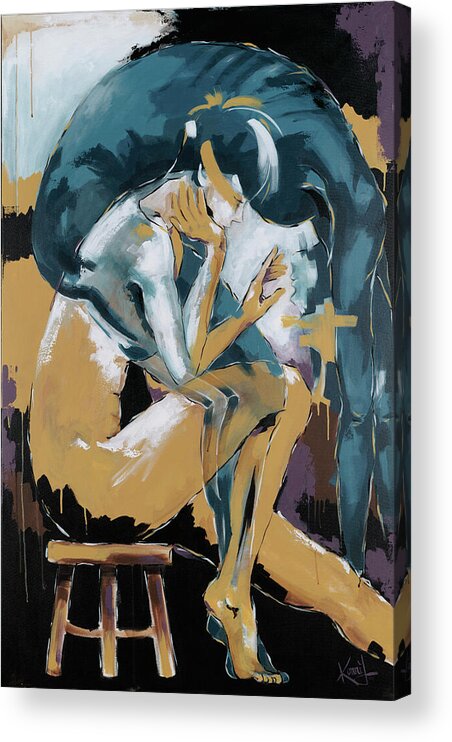 Dancer Acrylic Print featuring the painting Self Reflection - of a dancer by Konni Jensen
