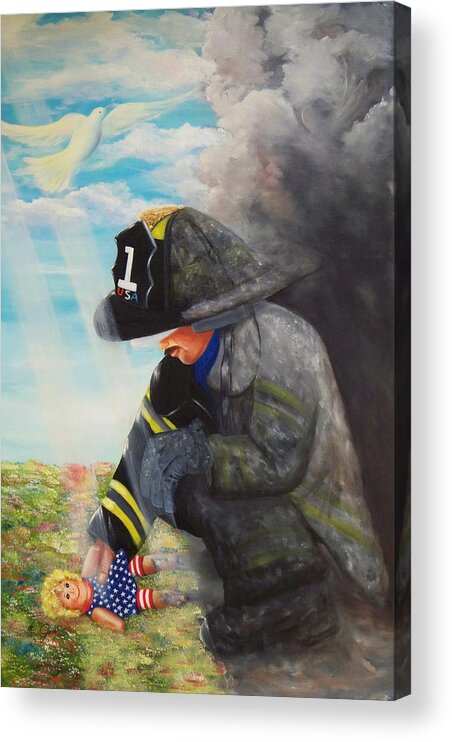 Portrait Acrylic Print featuring the painting September 11th by Joni McPherson