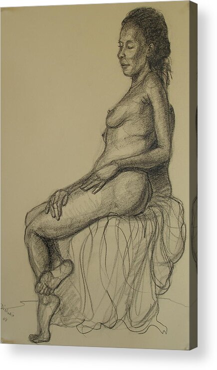 Realism Acrylic Print featuring the drawing Serena 2 by Donelli DiMaria
