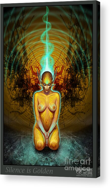 Spiritual Acrylic Print featuring the drawing Silence is Golden by Tony Koehl