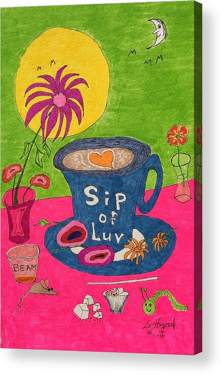  Acrylic Print featuring the painting Sip of Luv by Lew Hagood