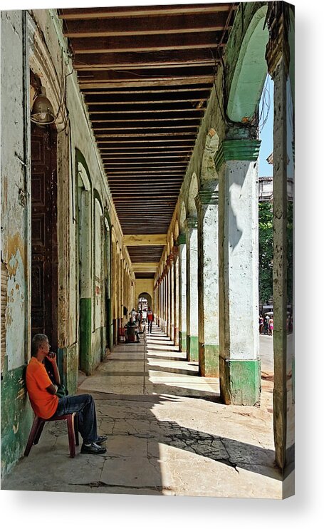 Modern Day Cuba Acrylic Print featuring the photograph Sitting in the Shade by Dawn Currie