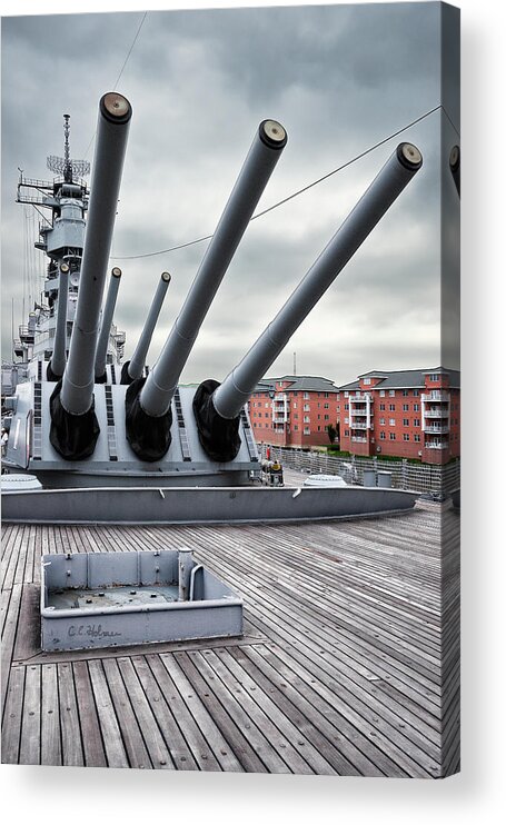 Uss Wisconsin Acrylic Print featuring the photograph Six Pack of Sixteens by Christopher Holmes