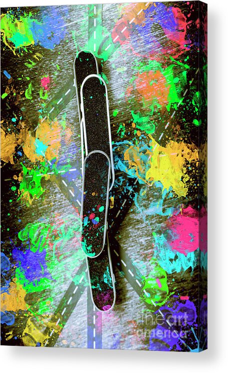 Skateboard Acrylic Print featuring the photograph Skating pop art by Jorgo Photography