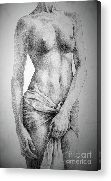 Art Acrylic Print featuring the drawing SketchBook Page 35 The Female Pencil Drawing by Dimitar Hristov