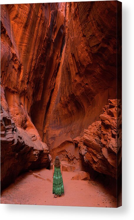 Utah Acrylic Print featuring the photograph Slot Canyon Beauty Burr Trail Utah by Lawrence S Richardson Jr