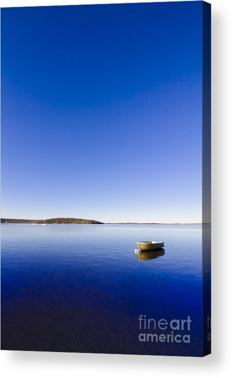 St. Helens Acrylic Print featuring the photograph Small boat anchored out to sea by Jorgo Photography