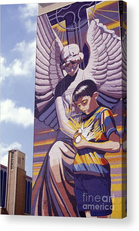 Texas Acrylic Print featuring the photograph SPIRIT OF HEALING MURAL San Antonio Texas by John Mitchell