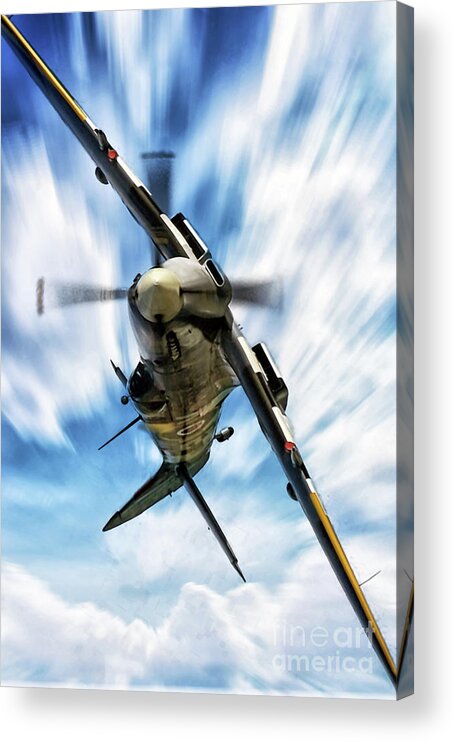 Spitfire Acrylic Print featuring the digital art Spitfire Roll by Airpower Art