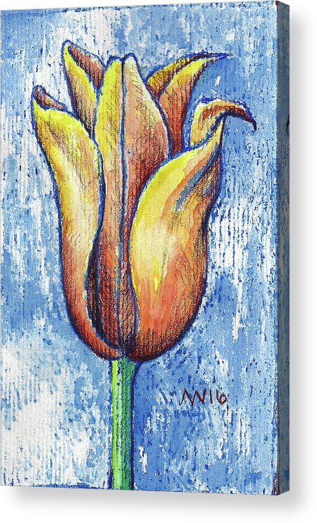 Tulips Acrylic Print featuring the mixed media Spring Tulip by AnneMarie Welsh