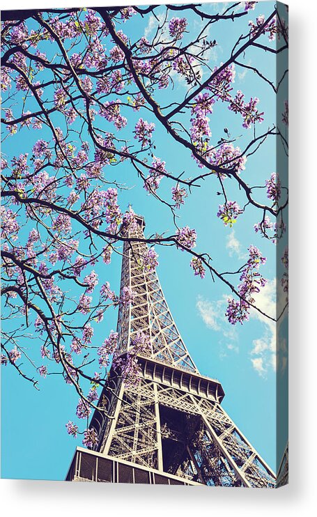 Paris Photography Acrylic Print featuring the photograph Springtime in Paris - Eiffel Tower Photograph by Melanie Alexandra Price