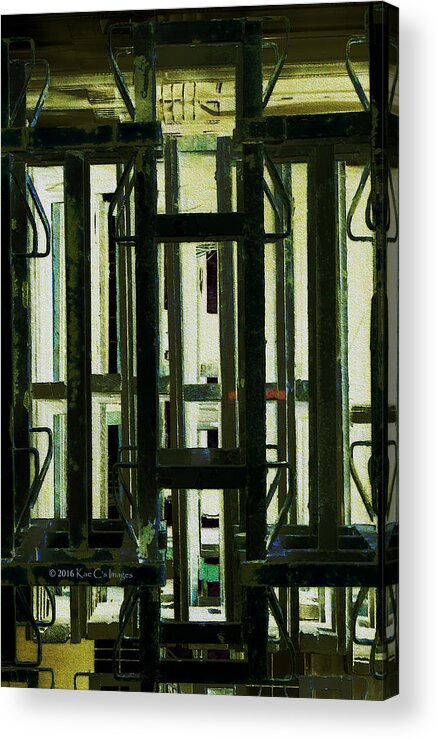 Digital Art Acrylic Print featuring the digital art Stacked Metal Pallets 2 by Kae Cheatham