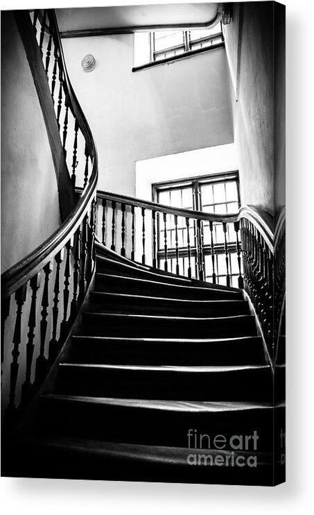 Stairway Acrylic Print featuring the photograph Stairway Riga Latvia BW by RicardMN Photography