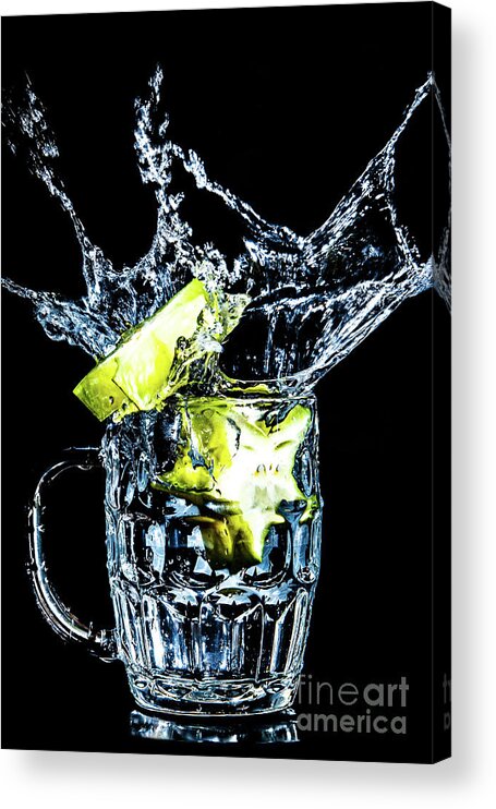 Artistic Acrylic Print featuring the photograph Star Fruit Splash by Ray Shiu