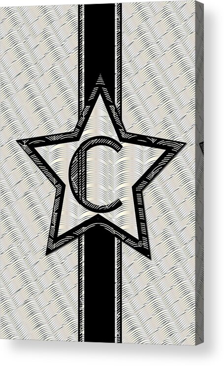 Star Of The Show Art Deco Monogram C Acrylic Print featuring the painting Star of the Show Art Deco Monogram C by Cecely Bloom