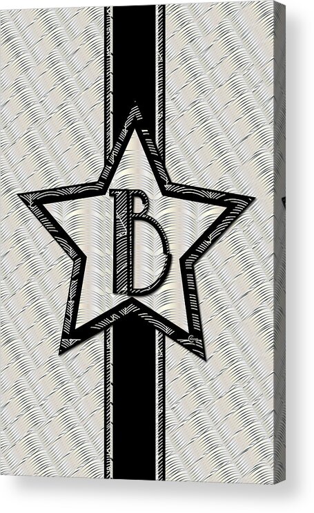 Star Acrylic Print featuring the drawing STAR of the SHOW art deco style letter B by Cecely Bloom