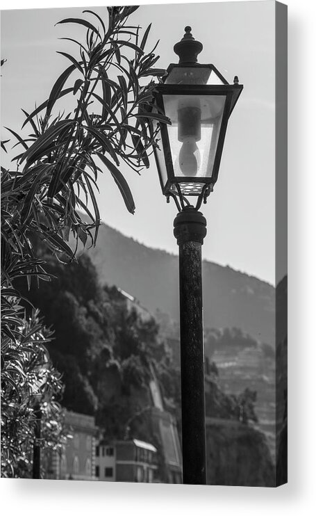 Cinque Terre Acrylic Print featuring the photograph Street Light in Cinque Terre by John McGraw