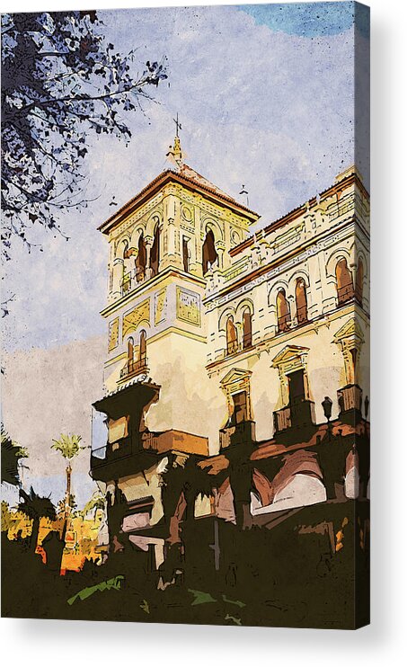 Sevilla Acrylic Print featuring the painting Streets of Seville, Spain - 01 by AM FineArtPrints