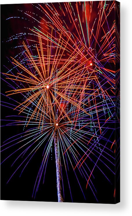 Dazzling Acrylic Print featuring the photograph Striking Fireworks by Garry Gay