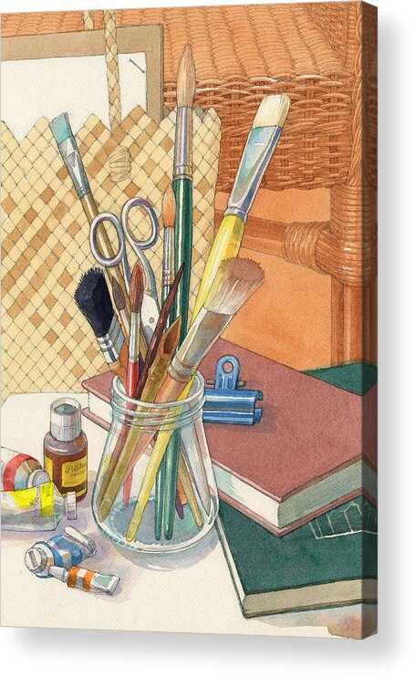 Still Life Acrylic Print featuring the painting Studio by Judith Kunzle