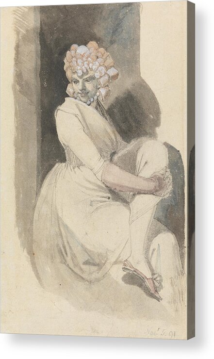 Fuseli Acrylic Print featuring the drawing Study of a Seated Woman by Henry Fuseli