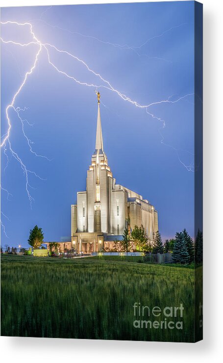 Rexburg Acrylic Print featuring the photograph Summer Storm - Rexburg Idaho Temple by Bret Barton