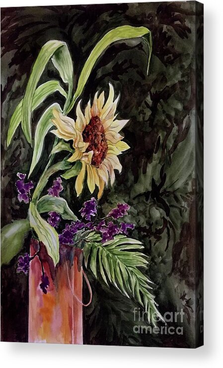 Flower Acrylic Print featuring the painting Sunflower Still Life by Genie Morgan
