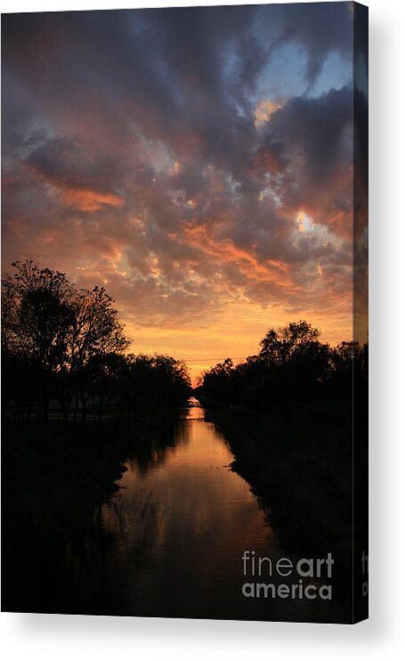 Illinois Canal Acrylic Print featuring the photograph Sunrise on the Illinois Michigan Canal by Paula Guttilla