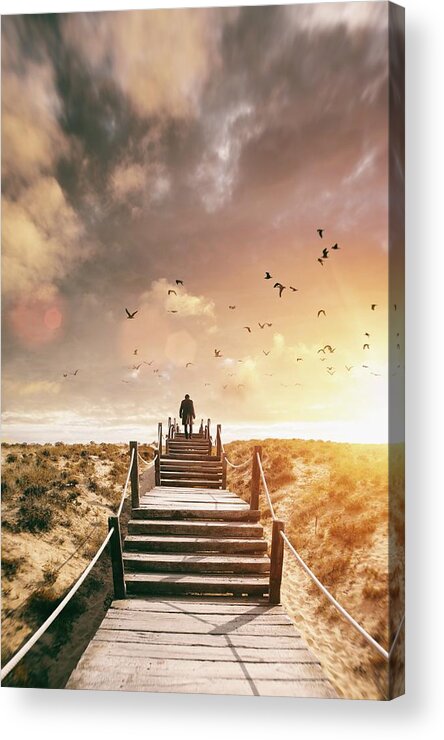 Adult Acrylic Print featuring the photograph Sunset Boardwalk by Carlos Caetano