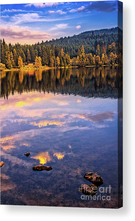Lake-windfall Acrylic Print featuring the photograph Sunset in the Black Forest by Bernd Laeschke