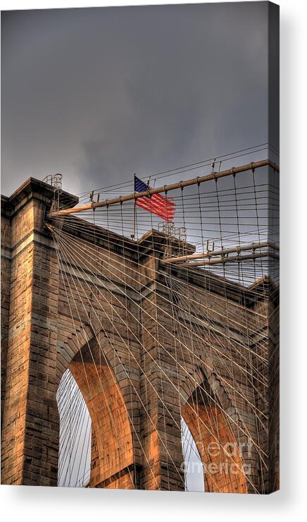 Photograph Acrylic Print featuring the photograph Sunset on Brooklyn Bridge by Kelly Wade