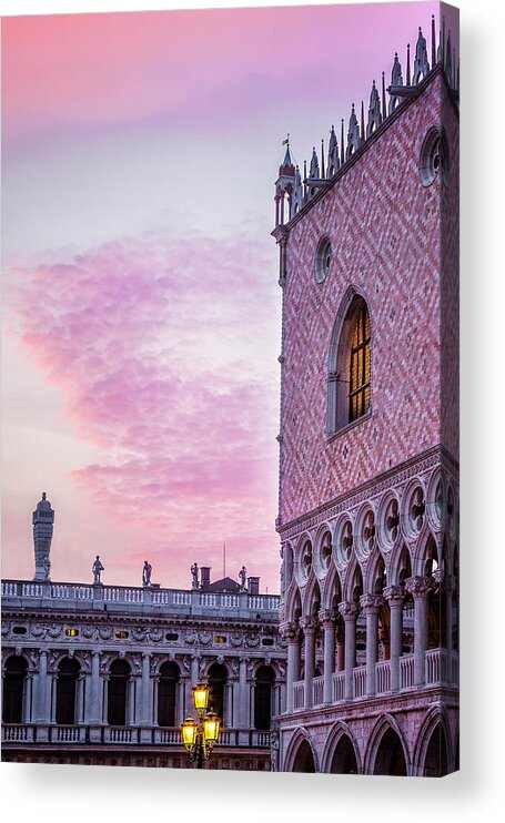 Venice Acrylic Print featuring the photograph Sunset over the Doges Palace by Andrew Soundarajan