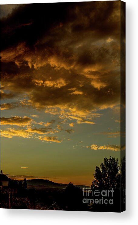 Gold Acrylic Print featuring the photograph Sunset Over Utah Lake by John Langdon