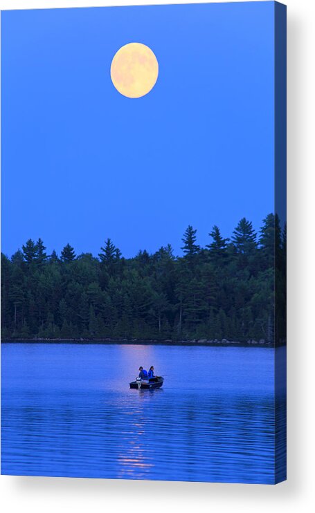 Super Moon Acrylic Print featuring the photograph Super Moon at the Lake by Barbara West