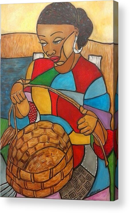 African-american Woman Acrylic Print featuring the painting Sweet grass by the water by Jenny Pickens