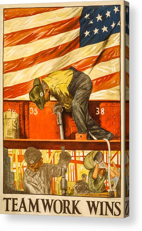 4th Of July Acrylic Print featuring the digital art Teamwork Wins by David Letts