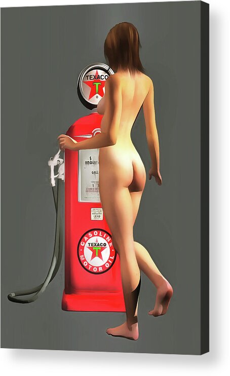 Adult Acrylic Print featuring the painting Texaco Pump by Jan Keteleer