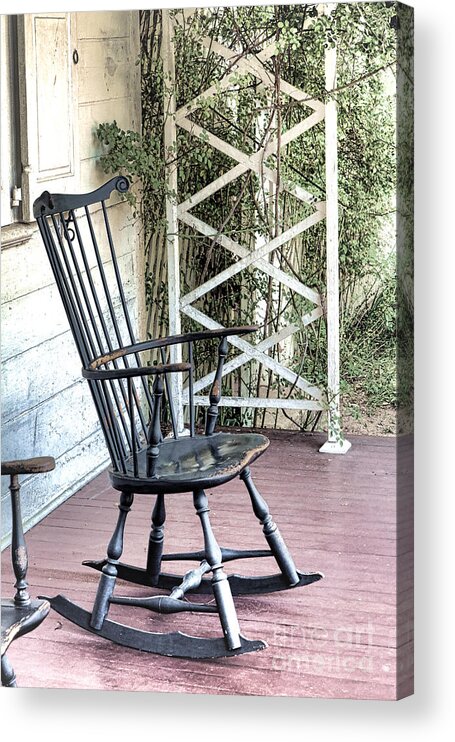 Rocking Acrylic Print featuring the photograph The Blue Rocking Chair by Olivier Le Queinec