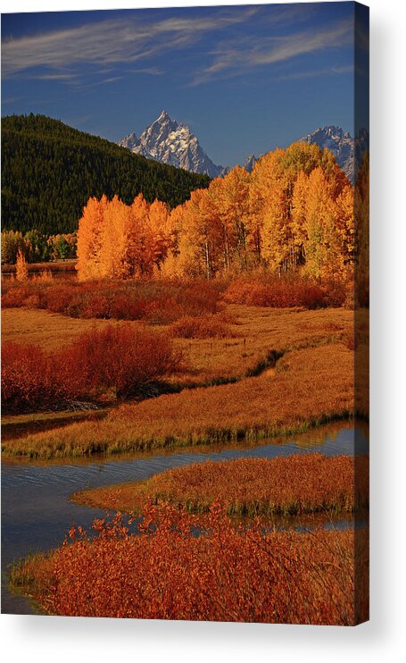 The Cathedral Group From North Of Oxbow Bend Acrylic Print featuring the photograph The Cathedral Group from North of Oxbow Bend by Raymond Salani III